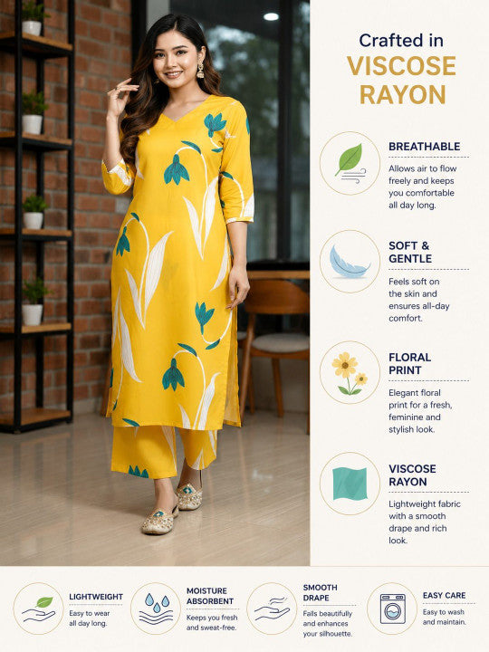 Women Floral Printed Regular Kurta with Palazzos