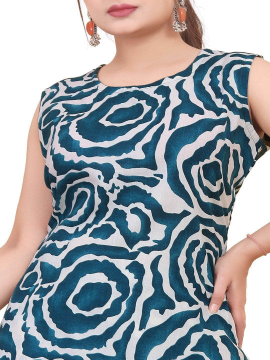 Floral Printed Round Neck Straight Kurta With Palazzos