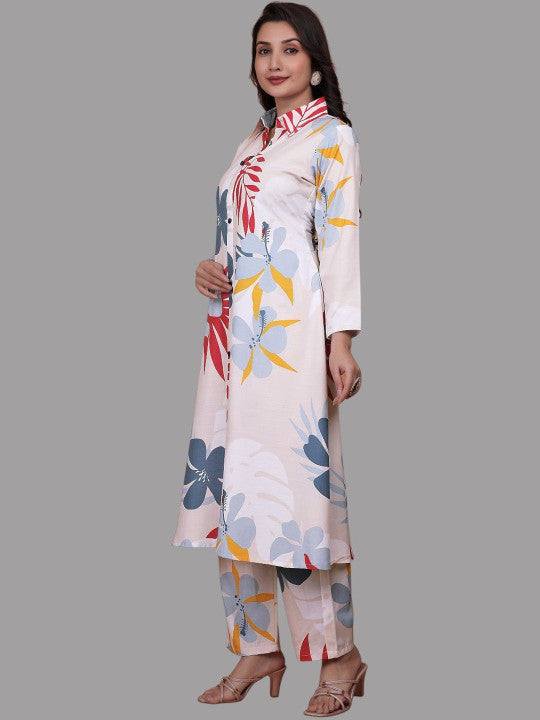 Women Floral Printed Regular Kurta with Trousers