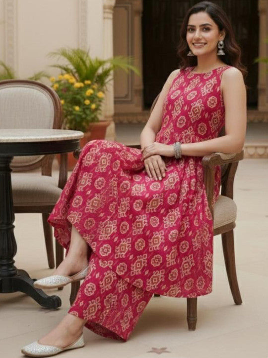 Women Ethnic Motifs Printed Kurta with Palazzos