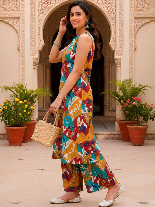 Women Floral Printed Regular Kurta with Palazzos
