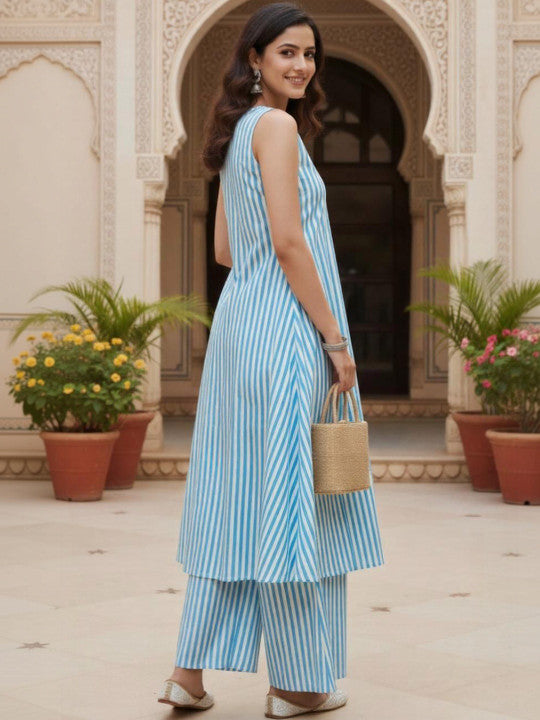 Women Printed Regular Pure Cotton Kurta with Palazzos