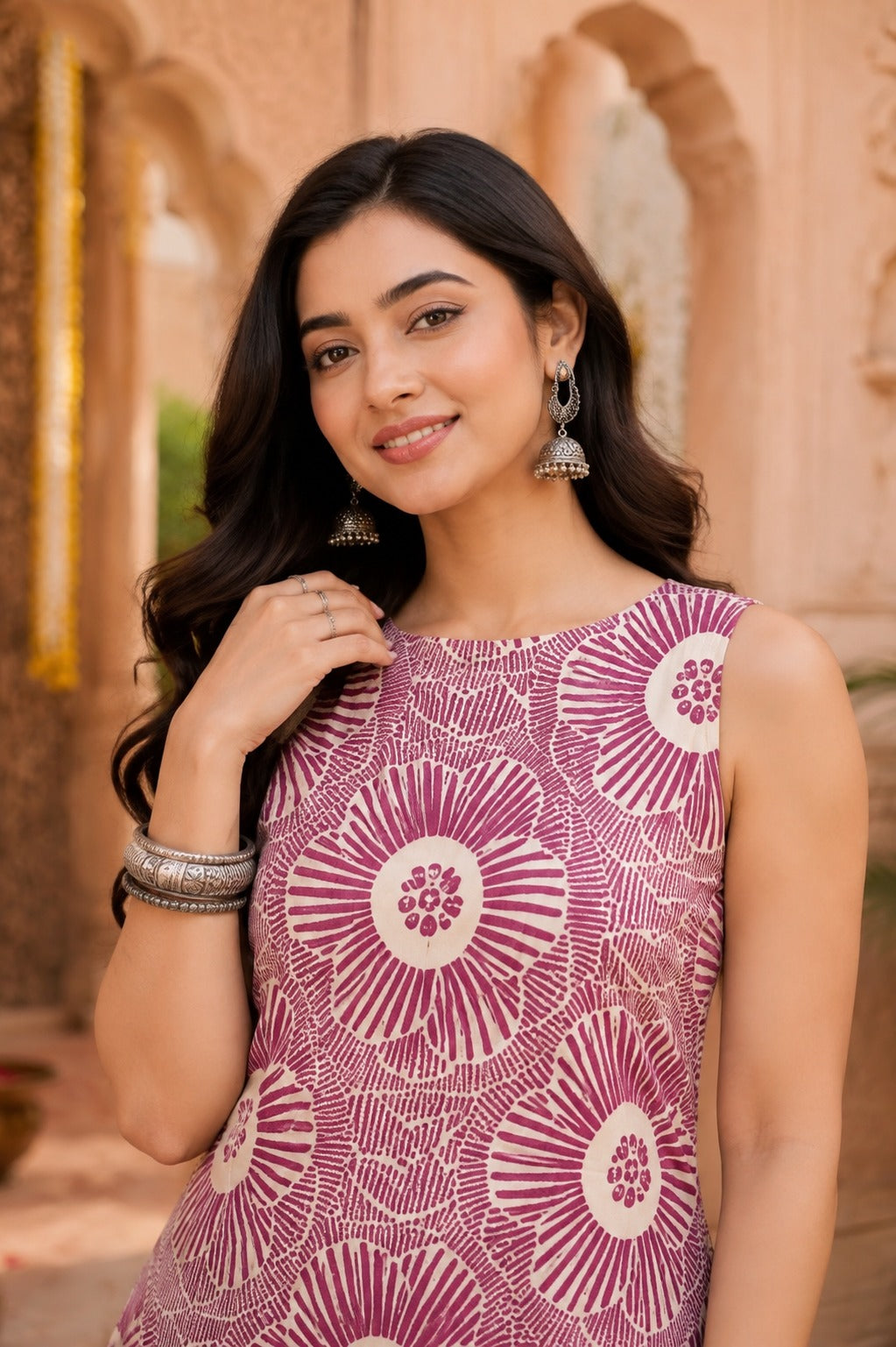 Women Purple Floral Printed Kurta and Palazzo Set