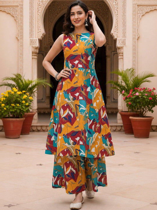 Women Floral Printed Regular Kurta with Palazzos