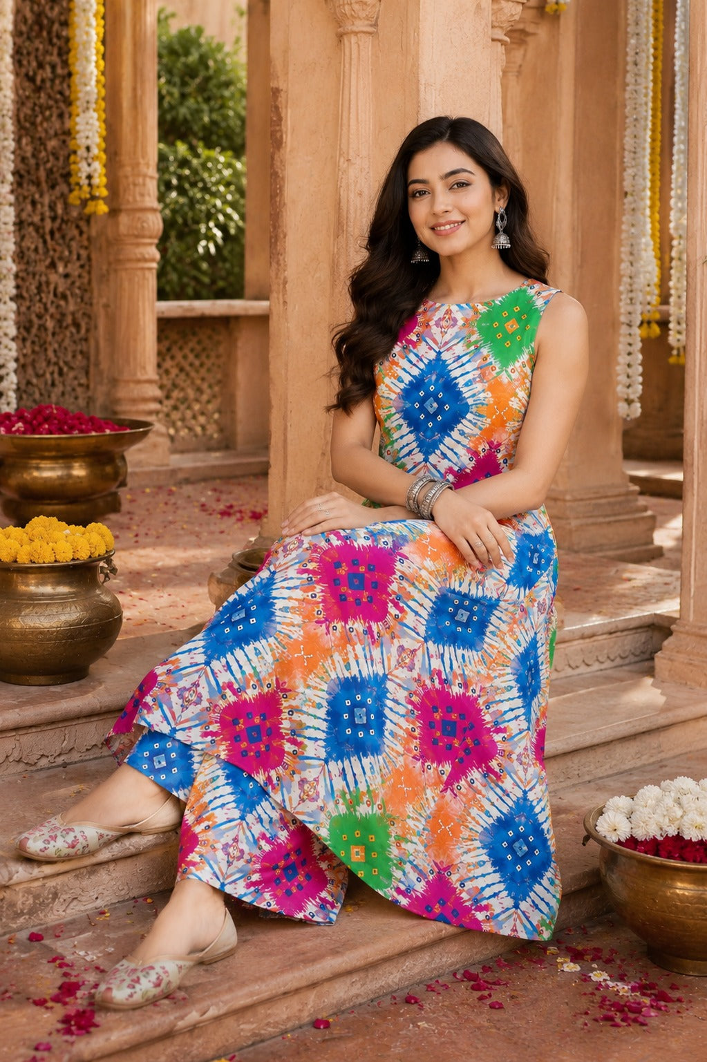 Women Multicolor Abstract Printed Kurta and Palazzo Set