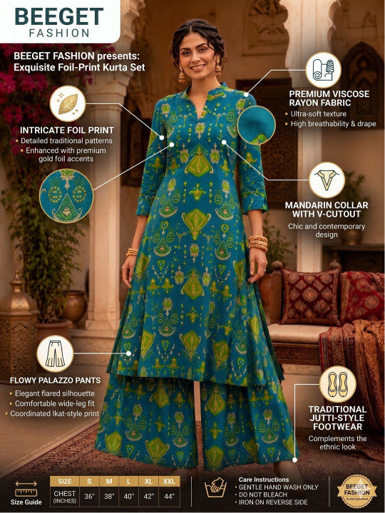 Women Ethnic Motifs Printed Regular Kurta with Palazzos