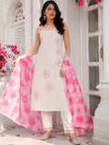 Women Floral Embroidered Regular Thread Work Kurta with Trousers & With Dupatta