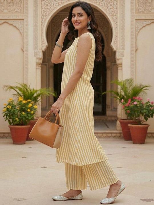Women Printed Regular Pure Cotton Kurta with Palazzos