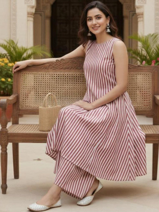 Women Printed Regular Pure Cotton Kurta with Palazzos