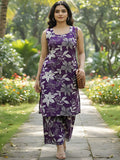 Floral Printed Square Neck Straight Kurta With Palazzos