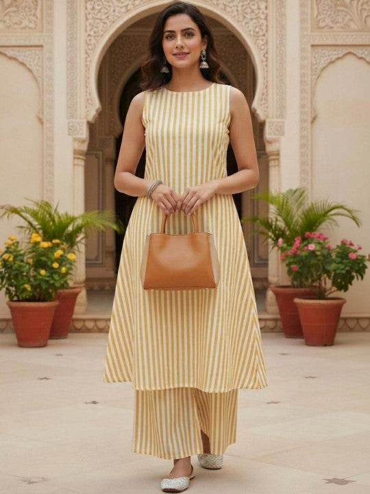 Women Printed Regular Pure Cotton Kurta with Palazzos