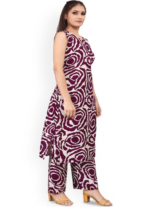 Women Printed Regular Kurta with Trousers
