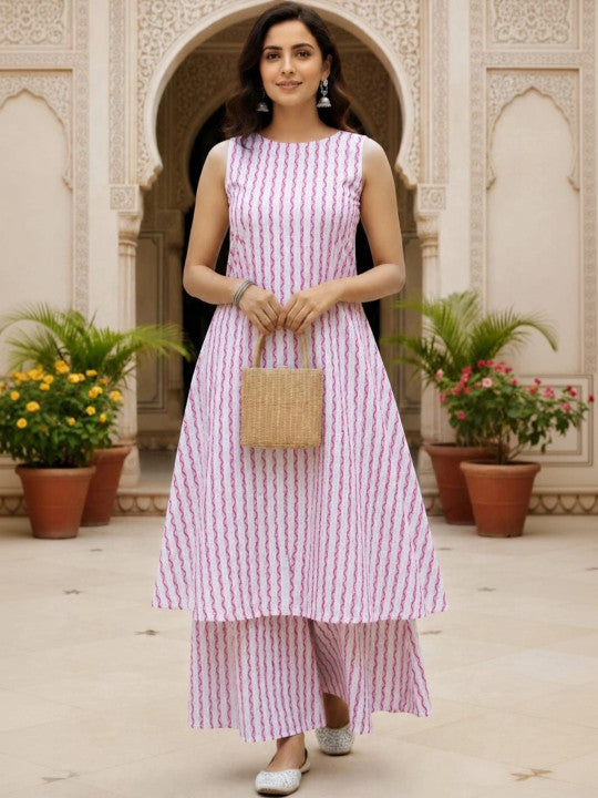 Women Ethnic Motifs Printed Regular Pure Cotton Kurta with Palazzos