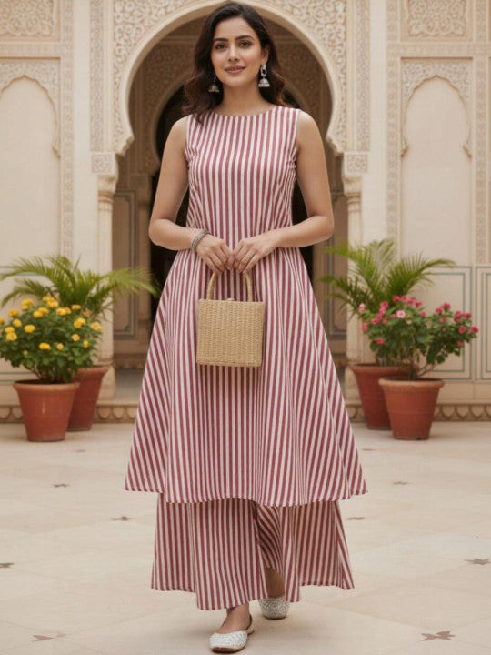 Women Printed Regular Pure Cotton Kurta with Palazzos