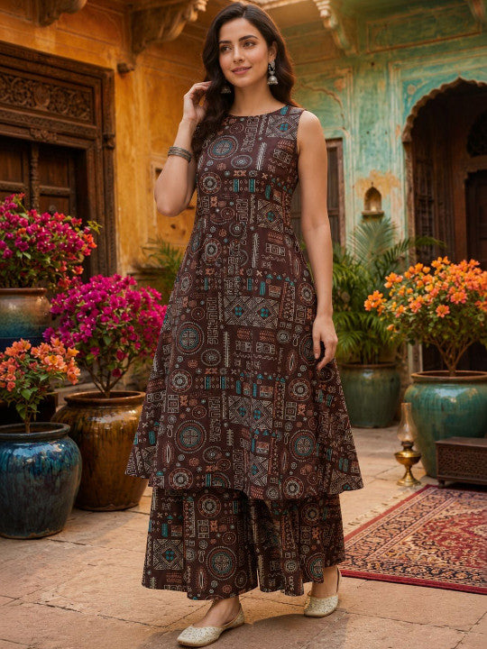 Women Ethnic Motifs Printed Regular Kurta with Palazzos