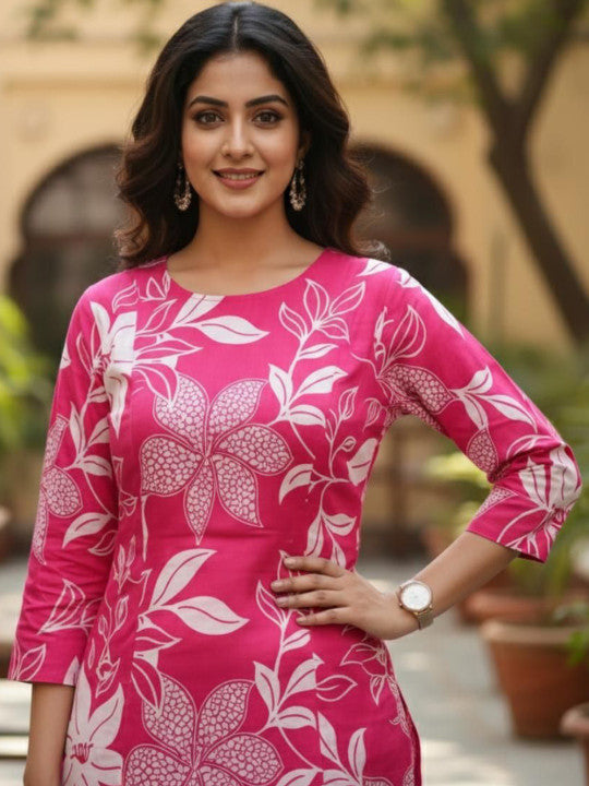 Women Floral Printed Regular Kurta with Trousers