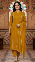 Mustard Regular Straight Kurta Pant Set