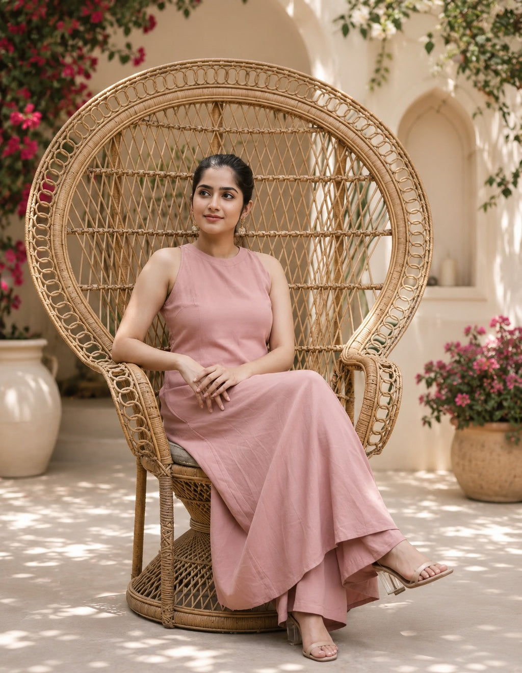 Elegant Solid Dusty Pink Kurta and Palazzo Set