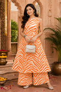 Women Orange Abstract Printed Kurta and Palazzo Set