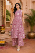 Women Purple Floral Printed Kurta and Palazzo Set
