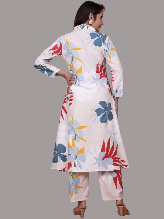 Women Floral Printed Regular Kurta with Trousers
