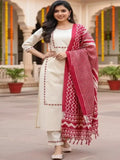 Women Ethnic Motifs Embroidered Regular Thread Work Kurta with Trousers & With Dupatta