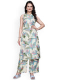 Floral Printed Round Neck Straight Kurta With Trousers