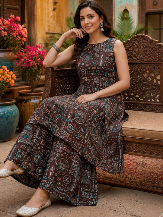 Women Ethnic Motifs Printed Regular Kurta with Palazzos