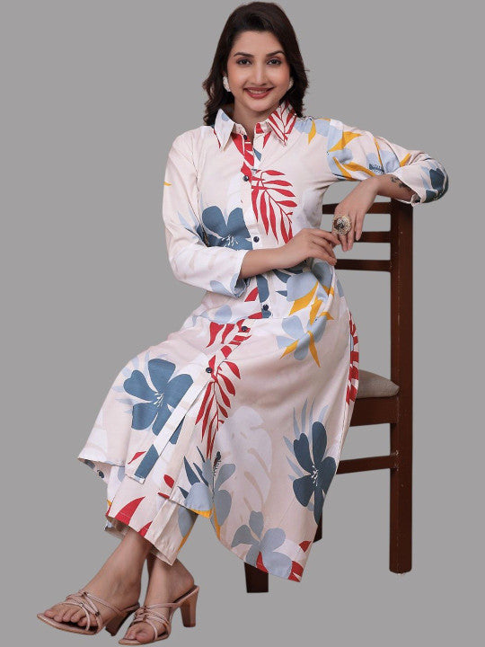 Women Floral Printed Regular Kurta with Trousers