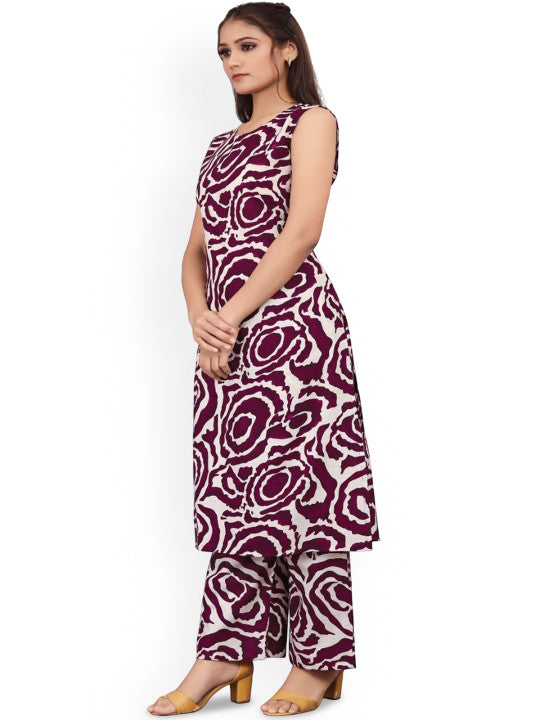 Women Printed Regular Kurta with Trousers