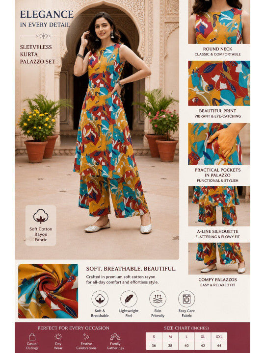 Women Floral Printed Regular Kurta with Palazzos