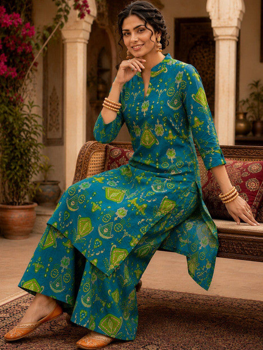 Women Ethnic Motifs Printed Regular Kurta with Palazzos