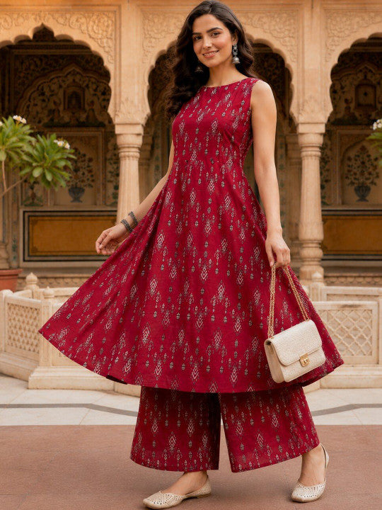 Women Ethnic Motifs Printed Regular Kurta with Palazzos