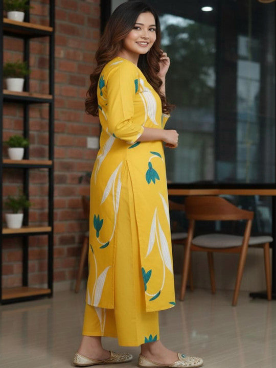 Women Floral Printed Regular Kurta with Palazzos