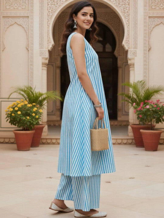 Women Printed Regular Pure Cotton Kurta with Palazzos