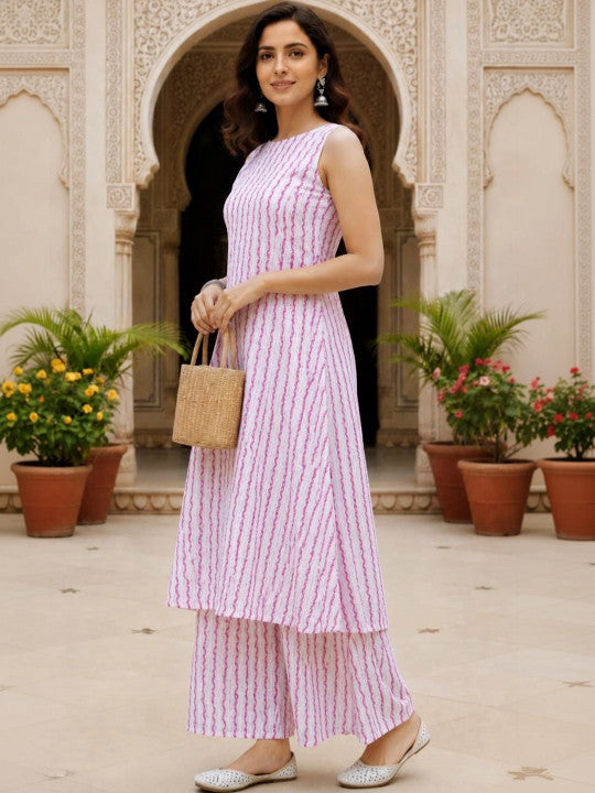 Women Ethnic Motifs Printed Regular Pure Cotton Kurta with Palazzos