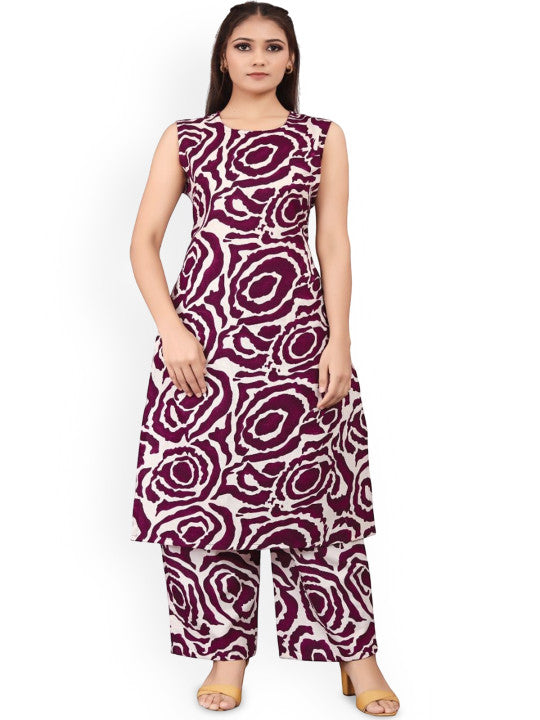 Women Printed Regular Kurta with Trousers