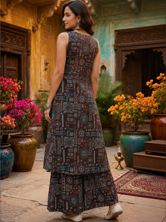 Women Ethnic Motifs Printed Regular Kurta with Palazzos