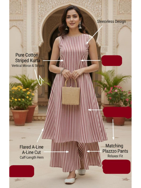 Women Printed Regular Pure Cotton Kurta with Palazzos