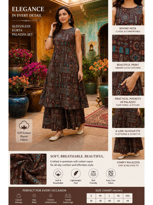 Women Ethnic Motifs Printed Regular Kurta with Palazzos